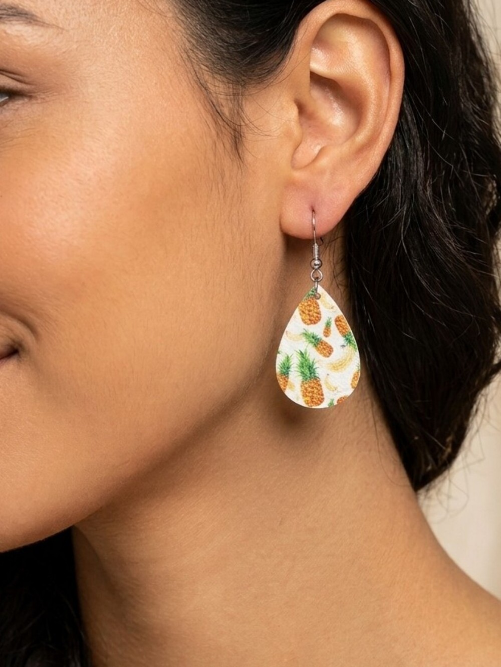 Handmade Vegan Leather Tropical Drop Earrings